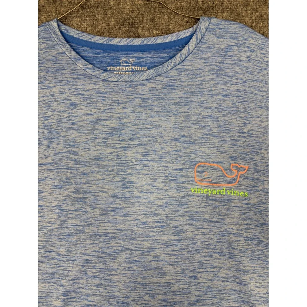 Vineyard Vines Performance Shirt Mens XL Blue Heather Long Sleeve Whale Logo